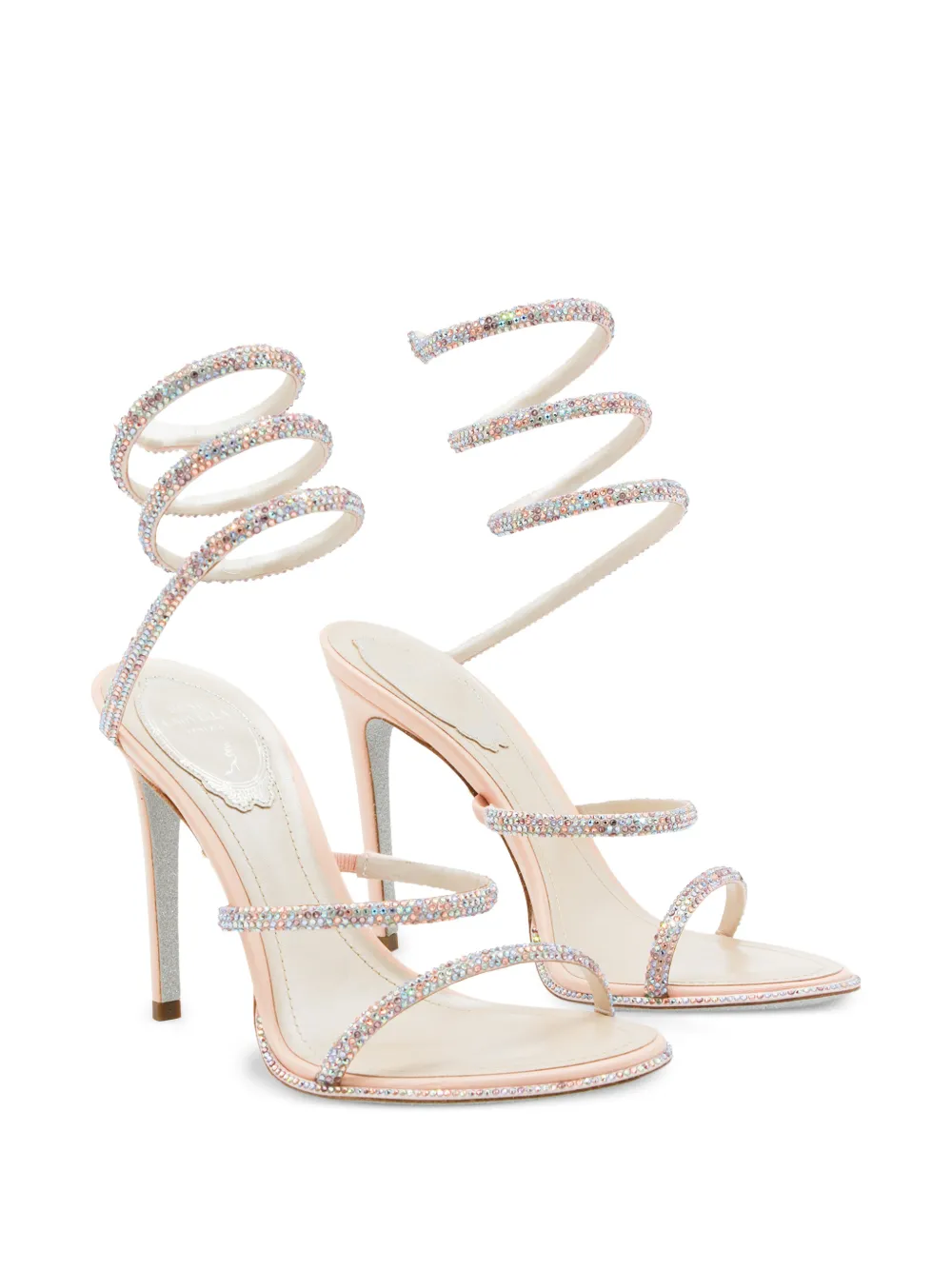 René Caovilla Cleo crystal-embellished sandals Beige