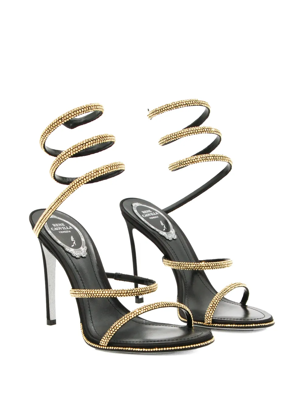 René Caovilla Cleo crystal-embellished wrap sandals Zwart