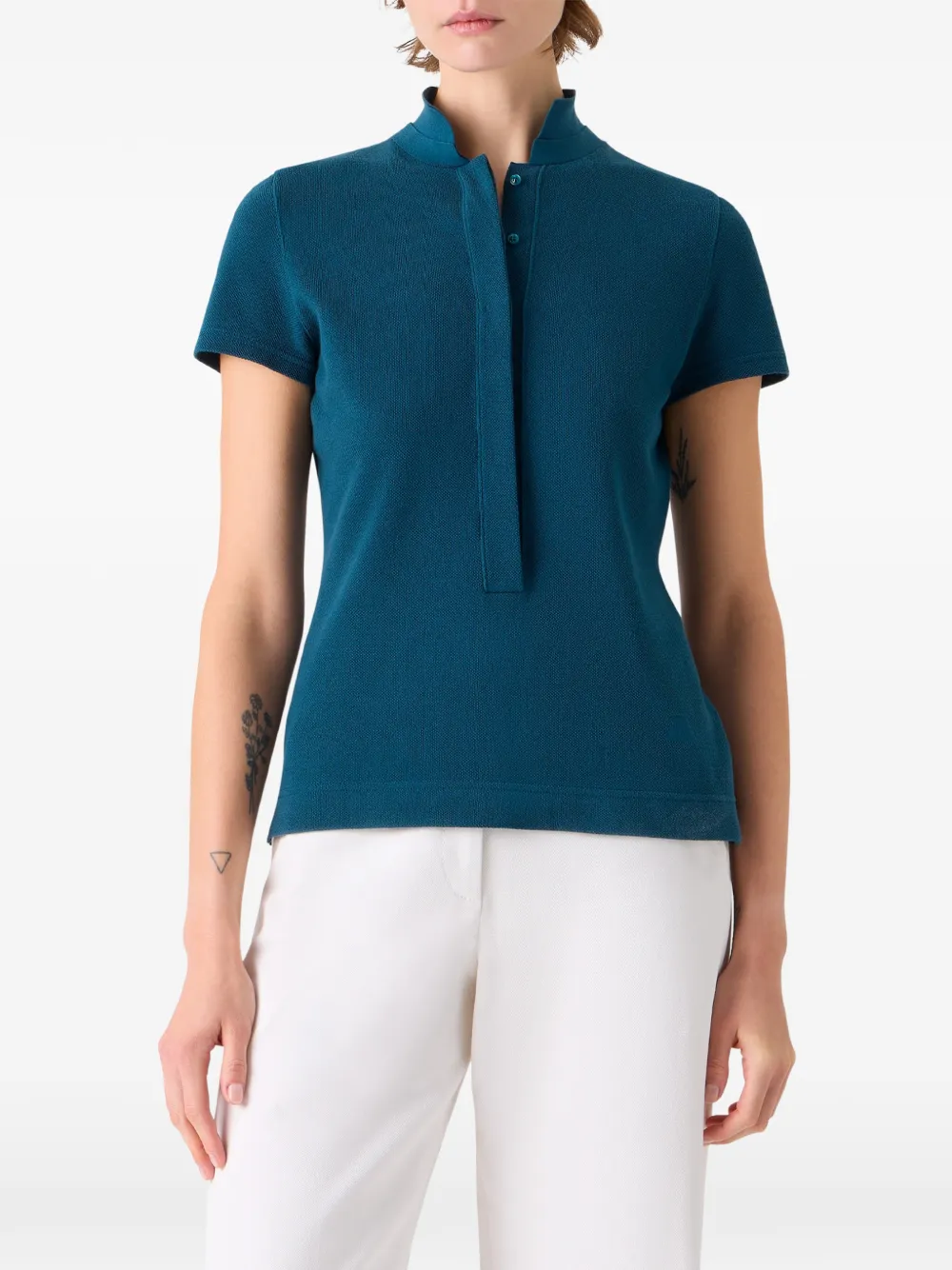  Akris Polo De Piqué - Azul 