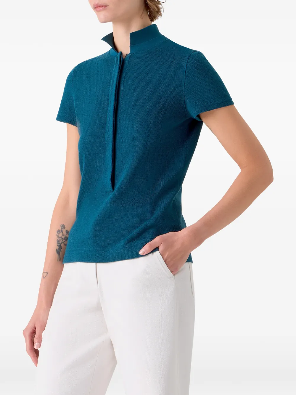  Akris Polo De Piqué - Azul 