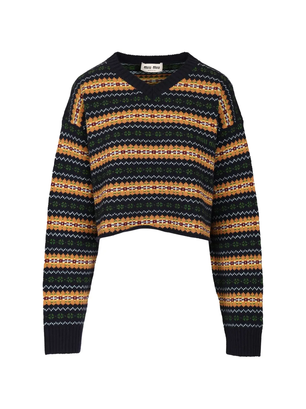 Miu Miu jacquard-knit cropped sweater - Blau
