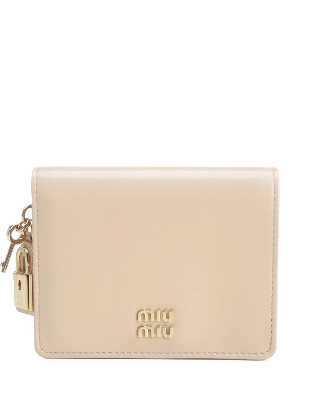 Miu Miu small padlock-detail logo-lettering wallet - Toni neutri