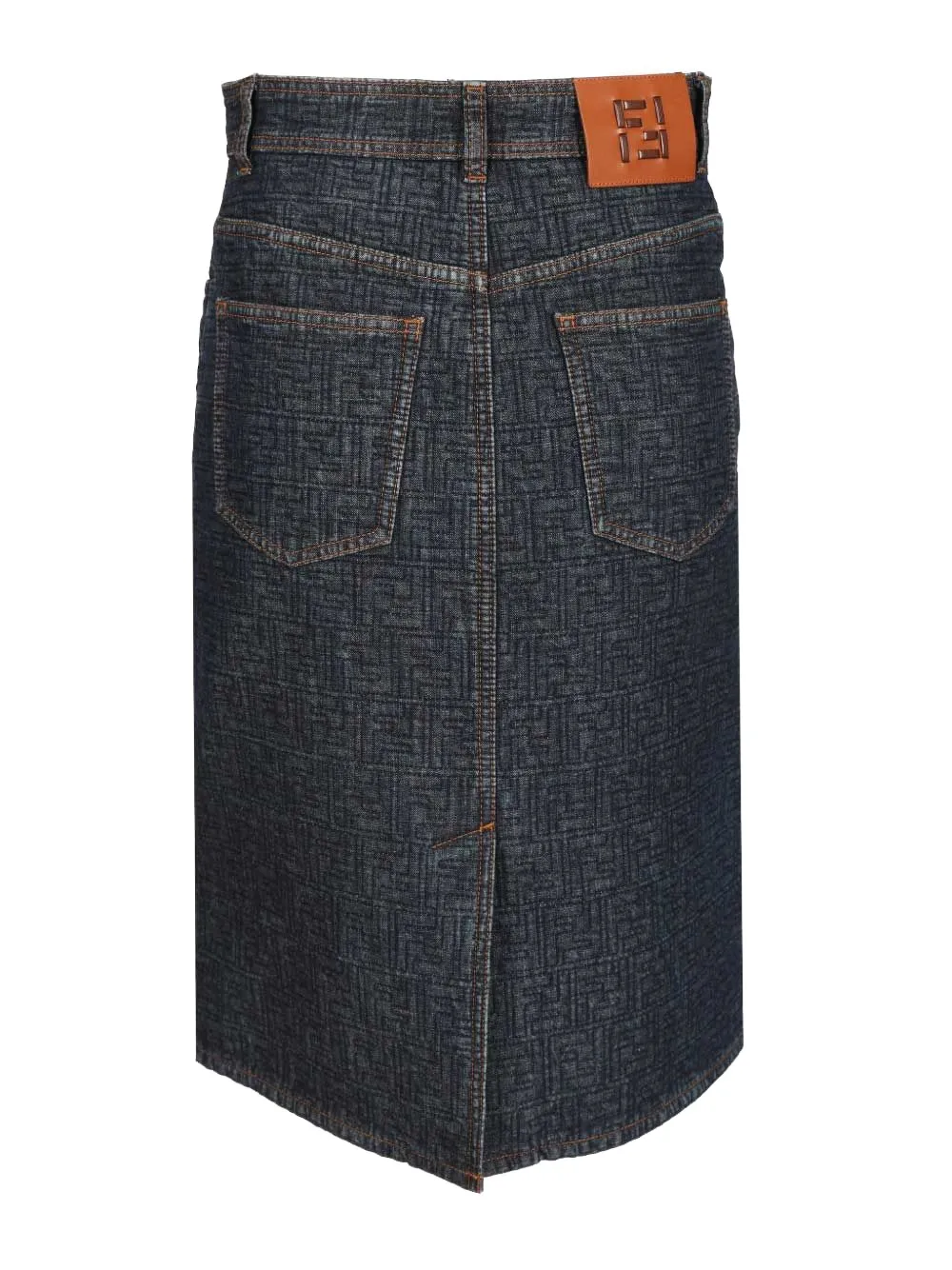  Fendi Falda Vaquera Con Logo Ff - Azul 
