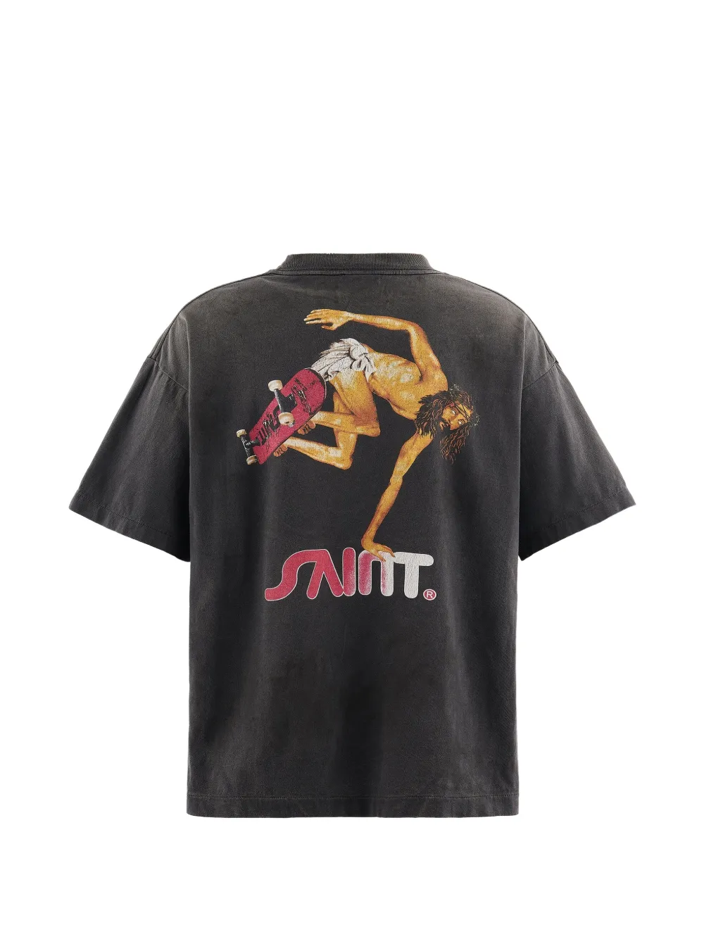 SAINT MXXXXXX Gerafeld T-shirt met grafische print Zwart