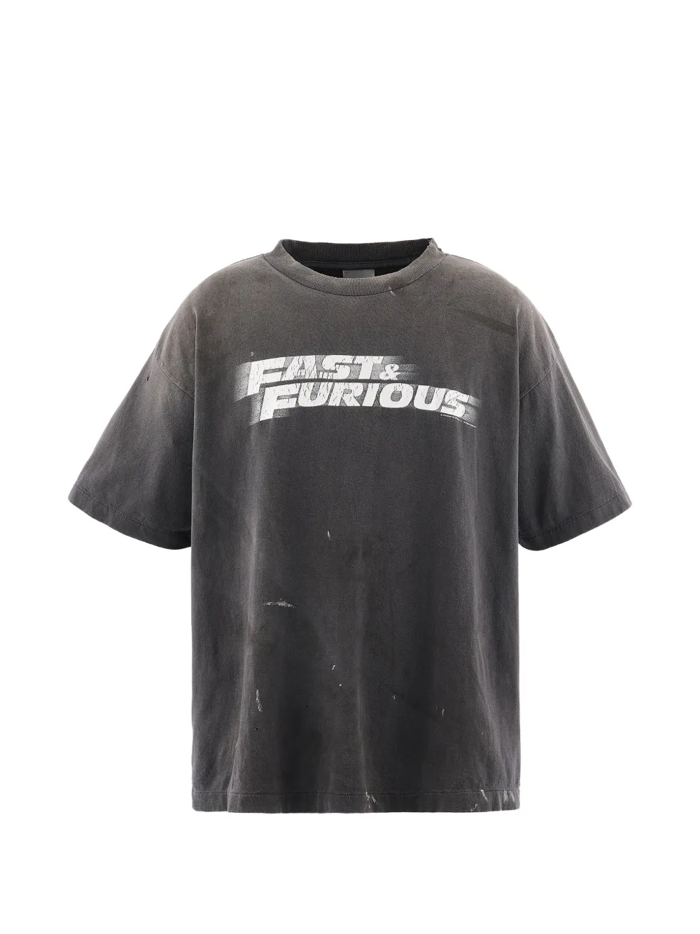 SAINT MXXXXXX distressed-effect logo-print t-shirt - Grigio