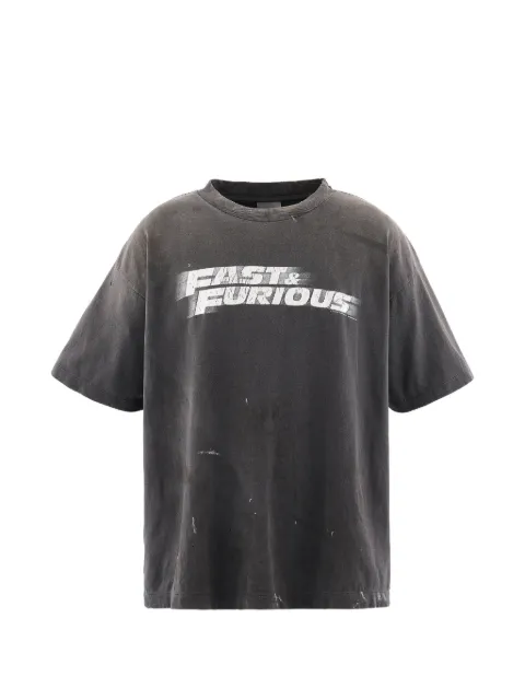 SAINT MXXXXXX distressed-effect logo-print t-shirt