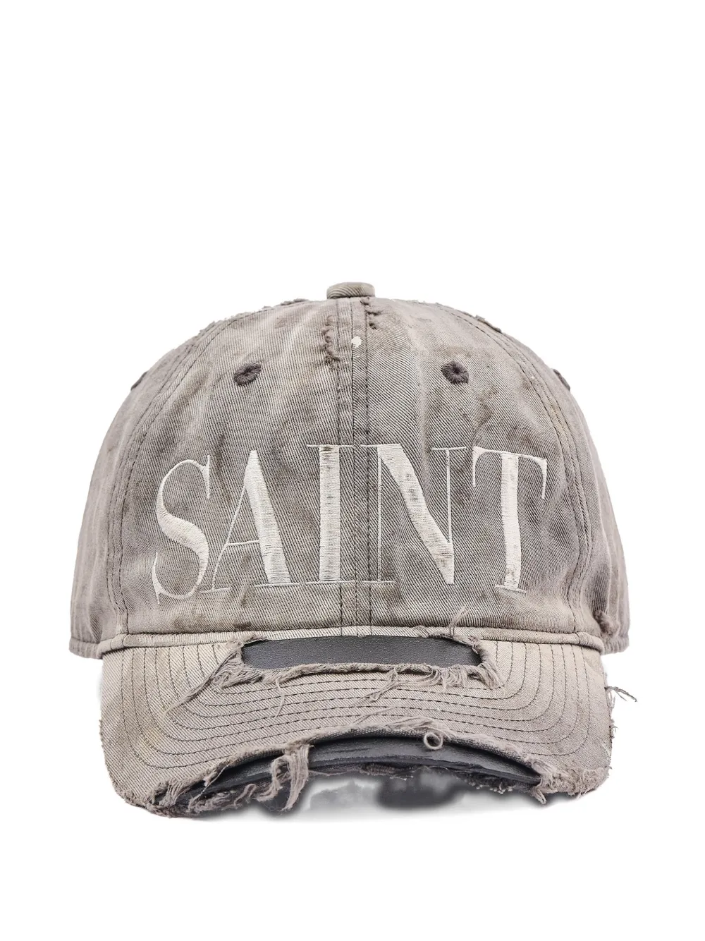 SAINT MXXXXXX distressed embroidered cap - Grigio