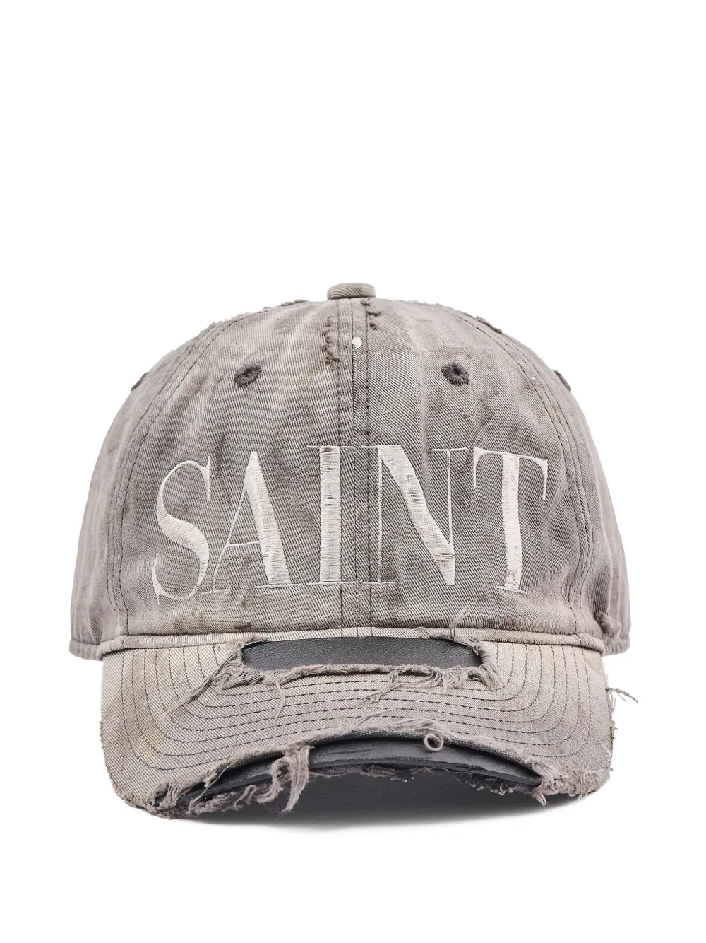 SAINT MXXXXXX distressed embroidered cap - Grigio