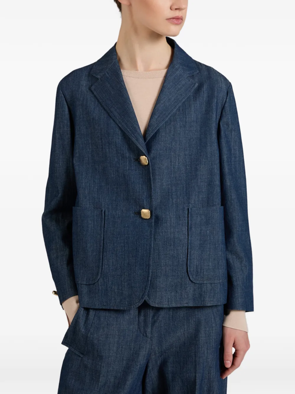 slowear Boxy blazer met knoopsluiting Blauw