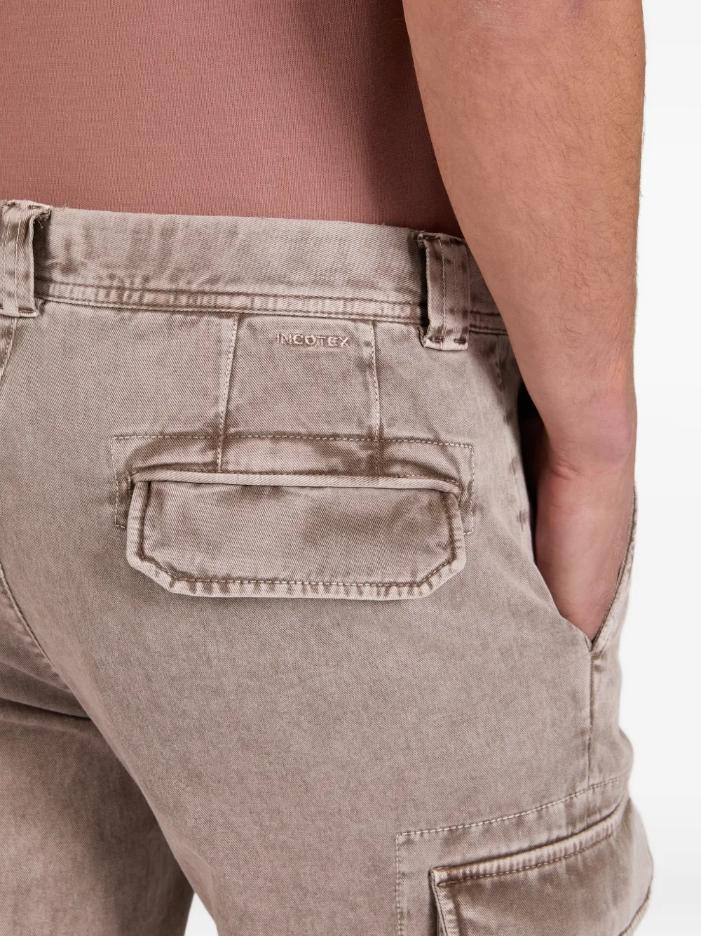 Incotex Cargo broek met riemlus Beige