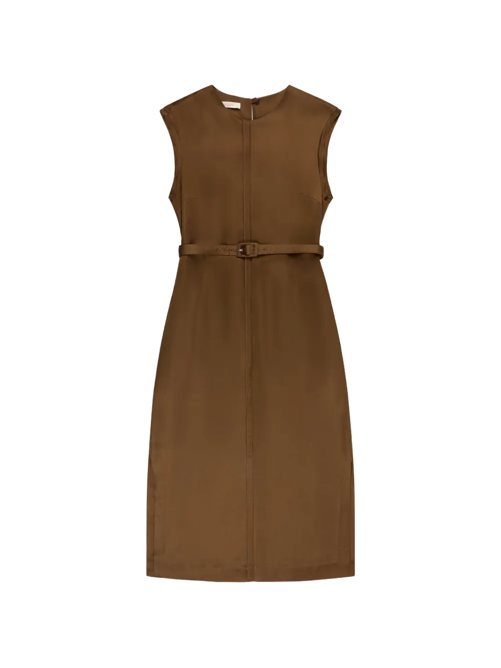 Glanshirt belted midi dress - Marrone