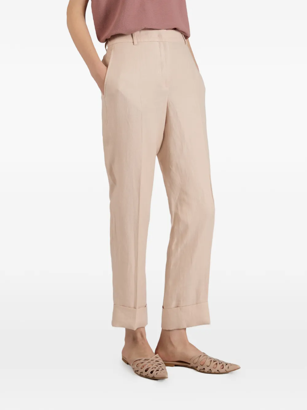 Incotex Regular broek met omgeslagen pijpen Beige