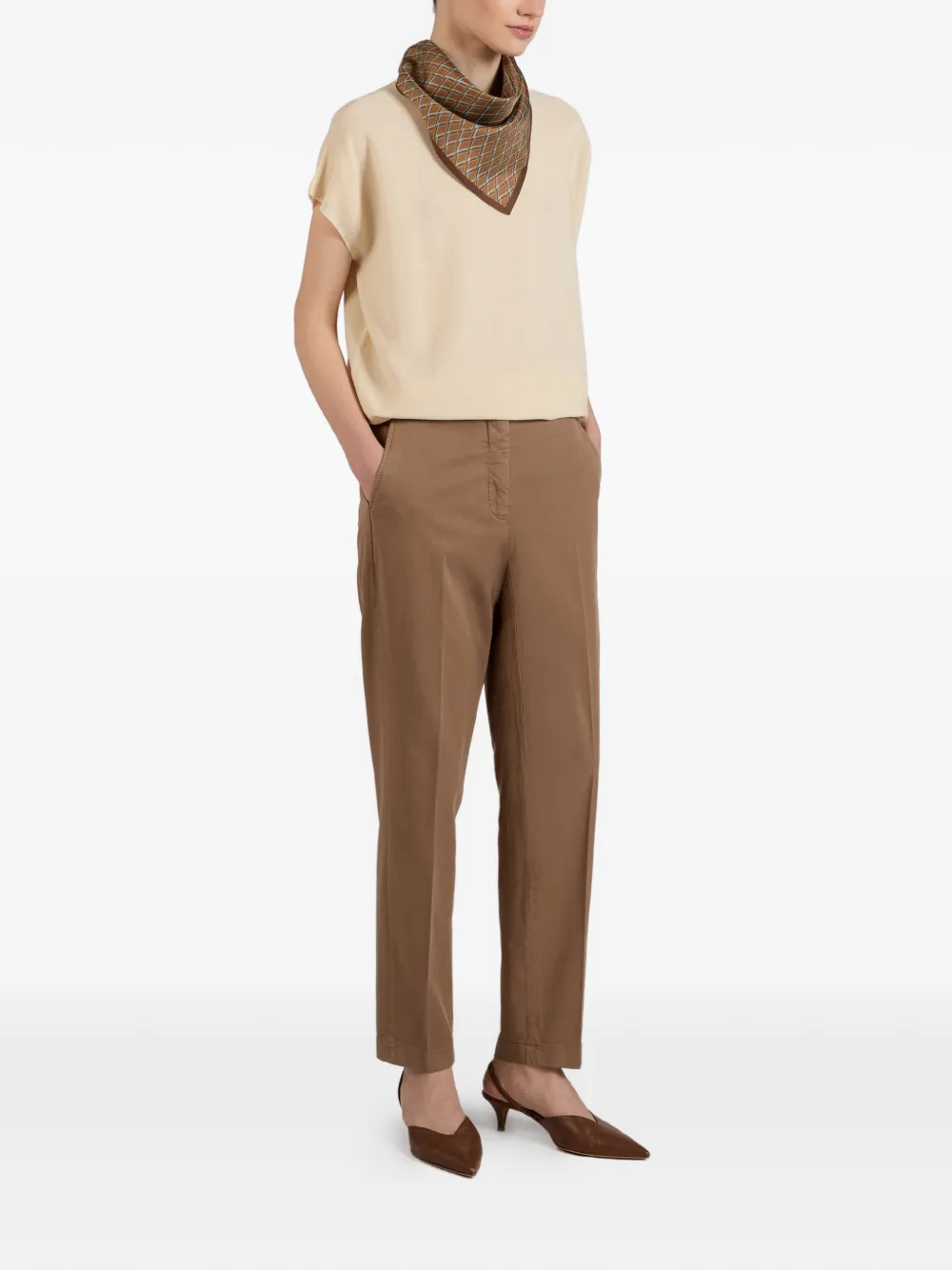 Incotex Broek met riemlussen Bruin
