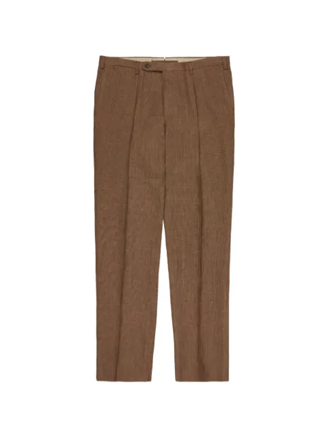 Incotex micro houndstooth linen trousers