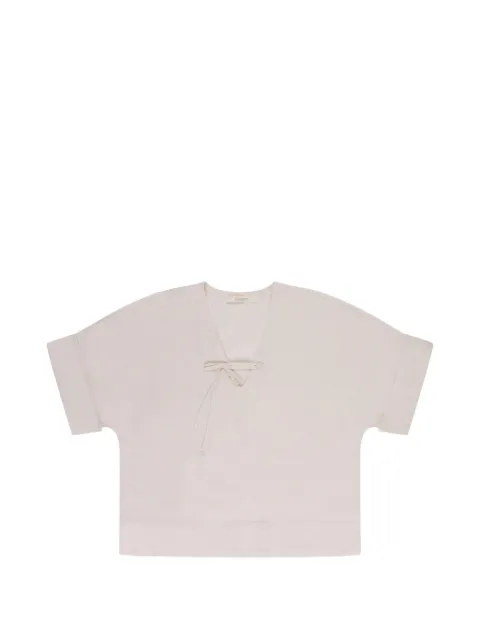 Glanshirt tie-neck blouse