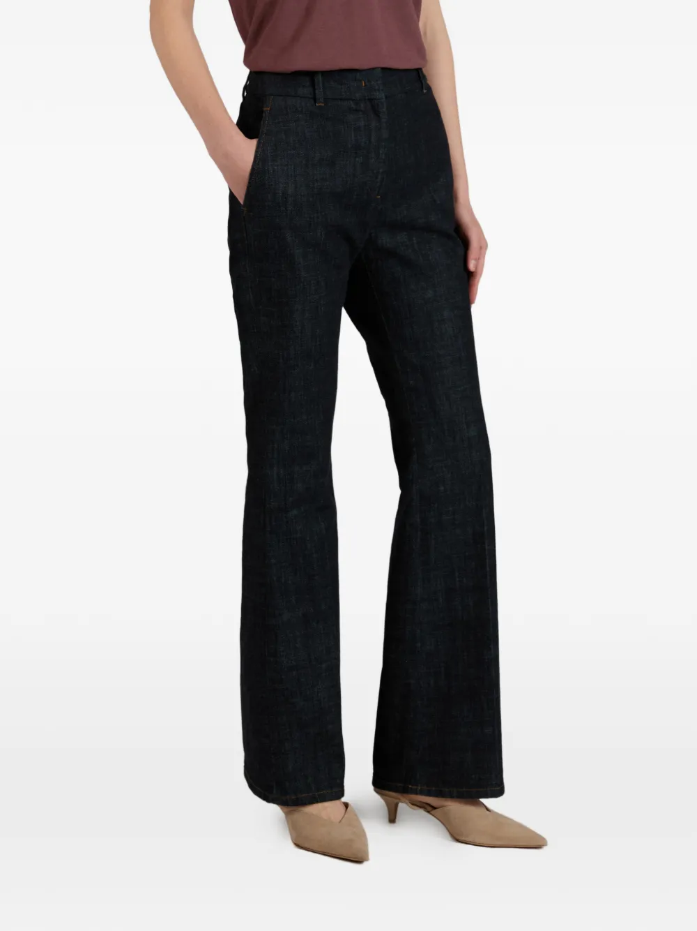 Incotex Slim-fit jeans met wijde pijpen Blauw