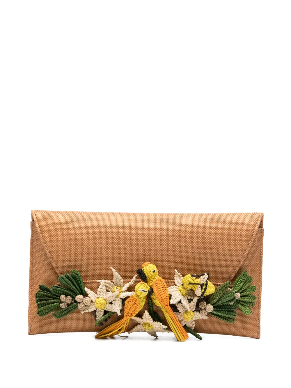 Aquazzura Birdsong embellished envelope clutch bag - Marrone