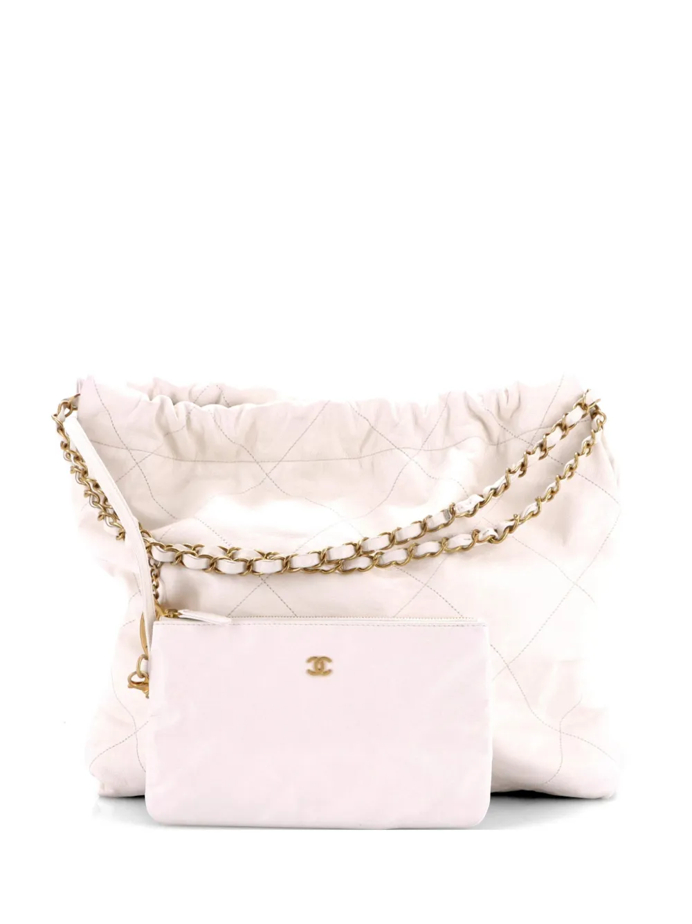 CHANEL Pre-Owned 22 Chain Quilted Calfskin Medium hobo bag - Bianco