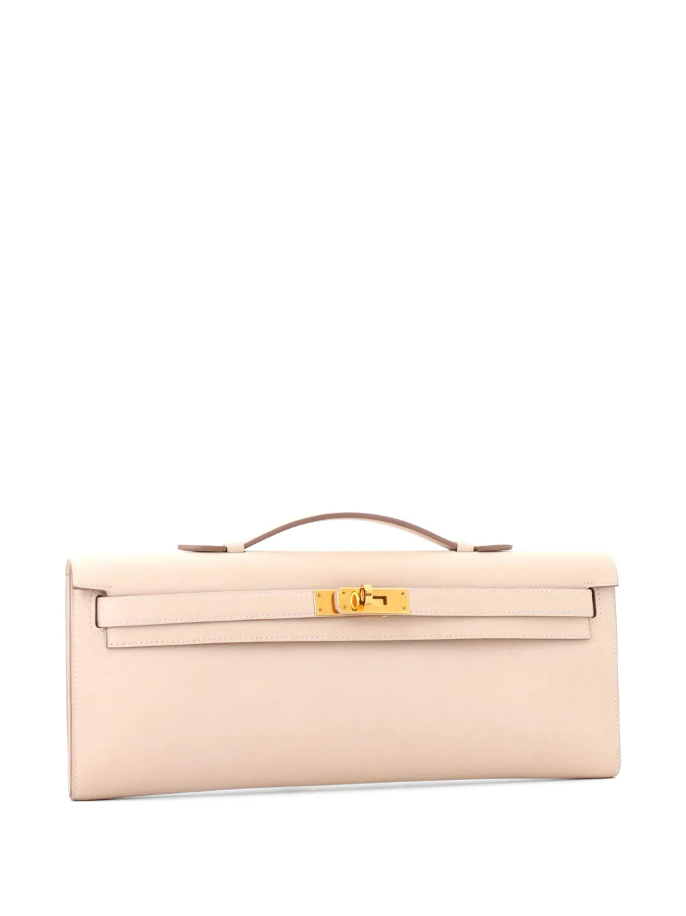 Pre-owned Hermes Kelly Cut Pochette Swift Clutch Bag In Neutral