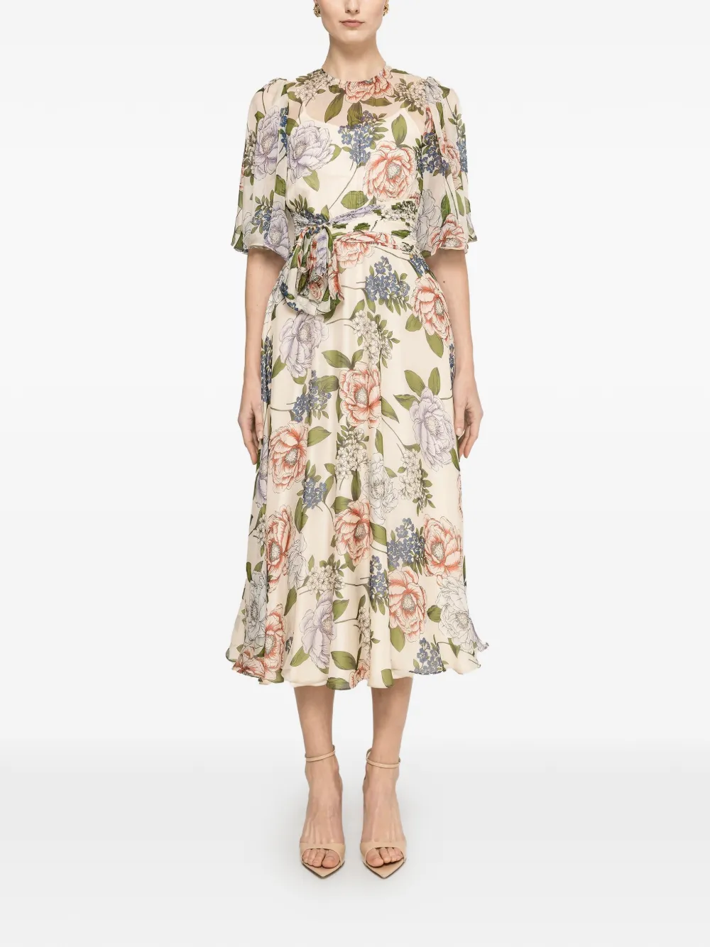 NISSA Midi-jurk met strikdetail Beige