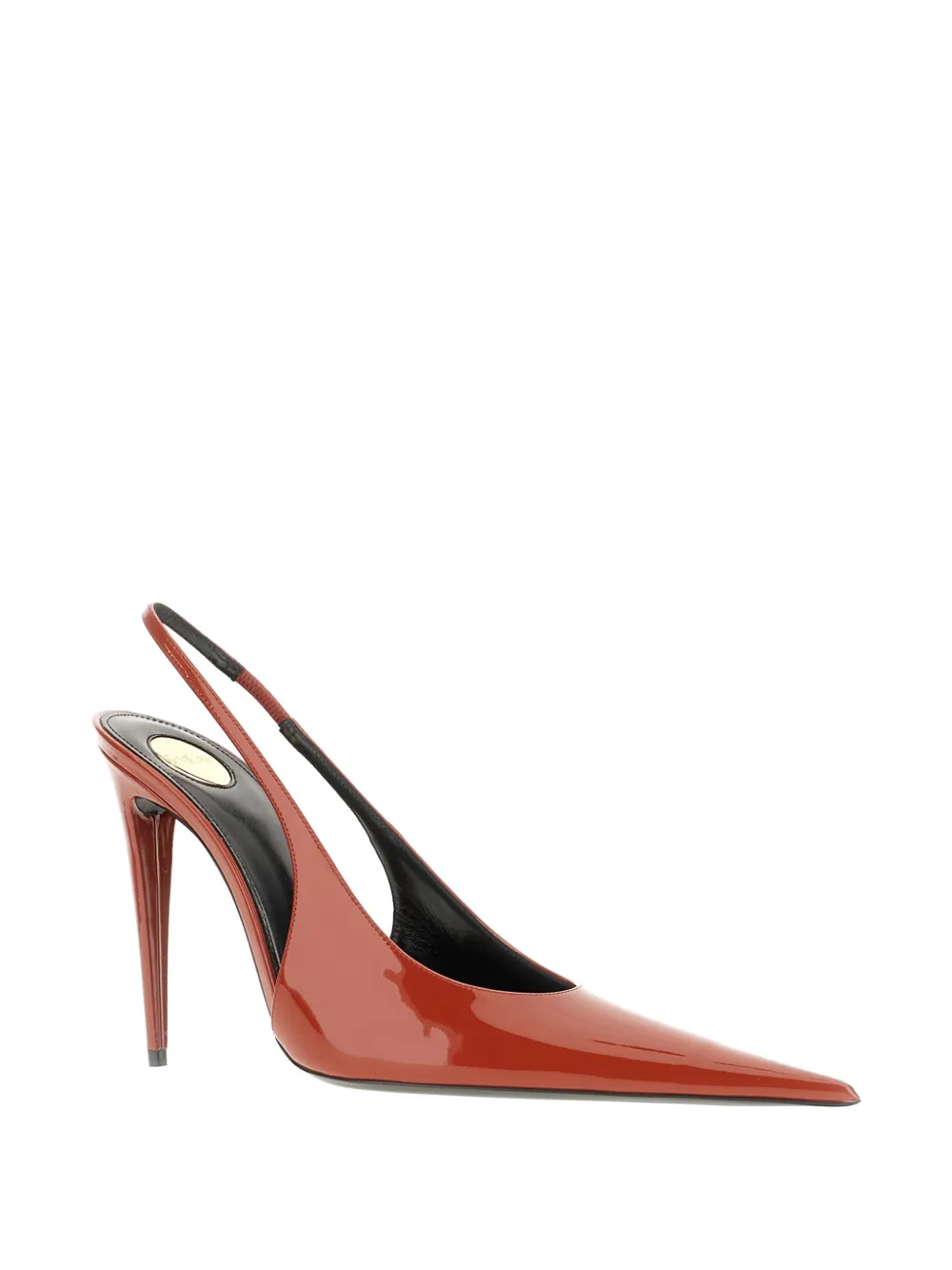 Saint Laurent Guermantes lakleren slingback pumps Oranje