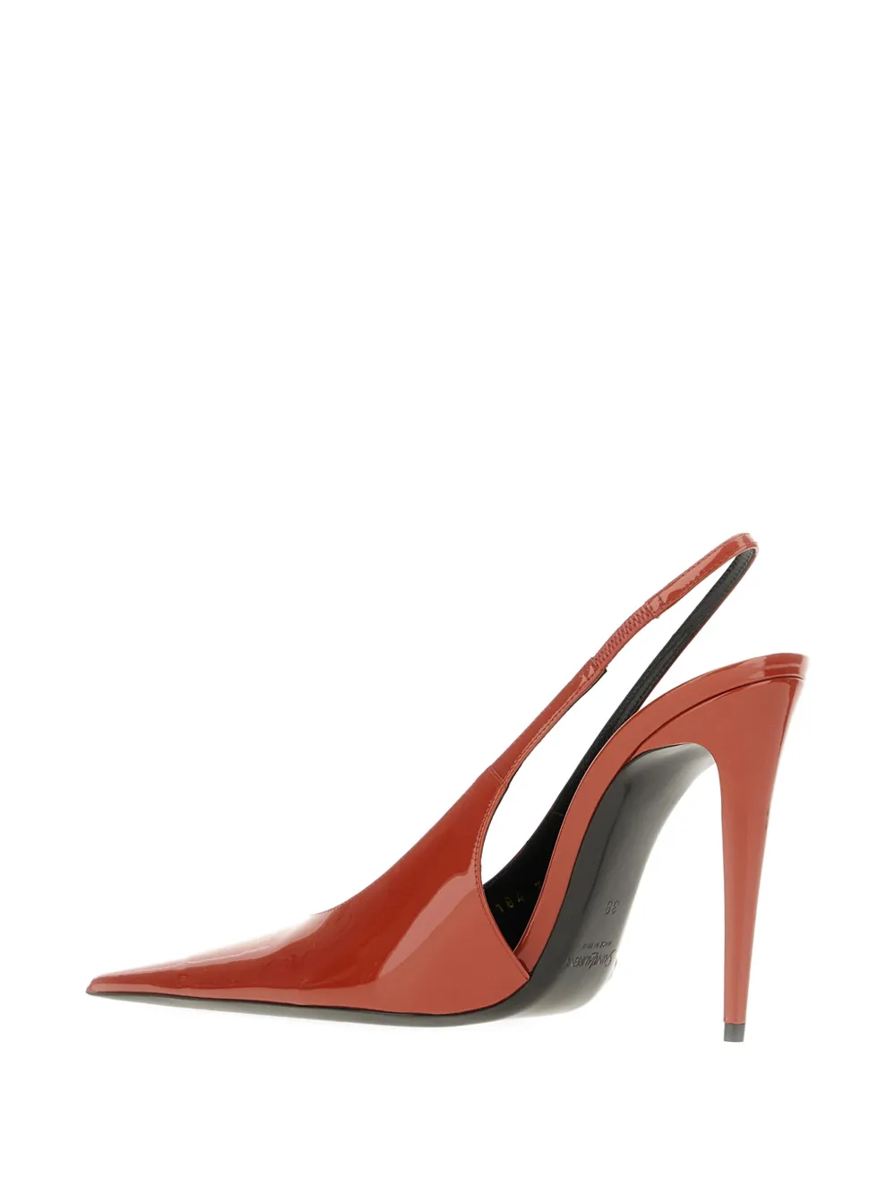 Saint Laurent Guermantes lakleren slingback pumps Oranje