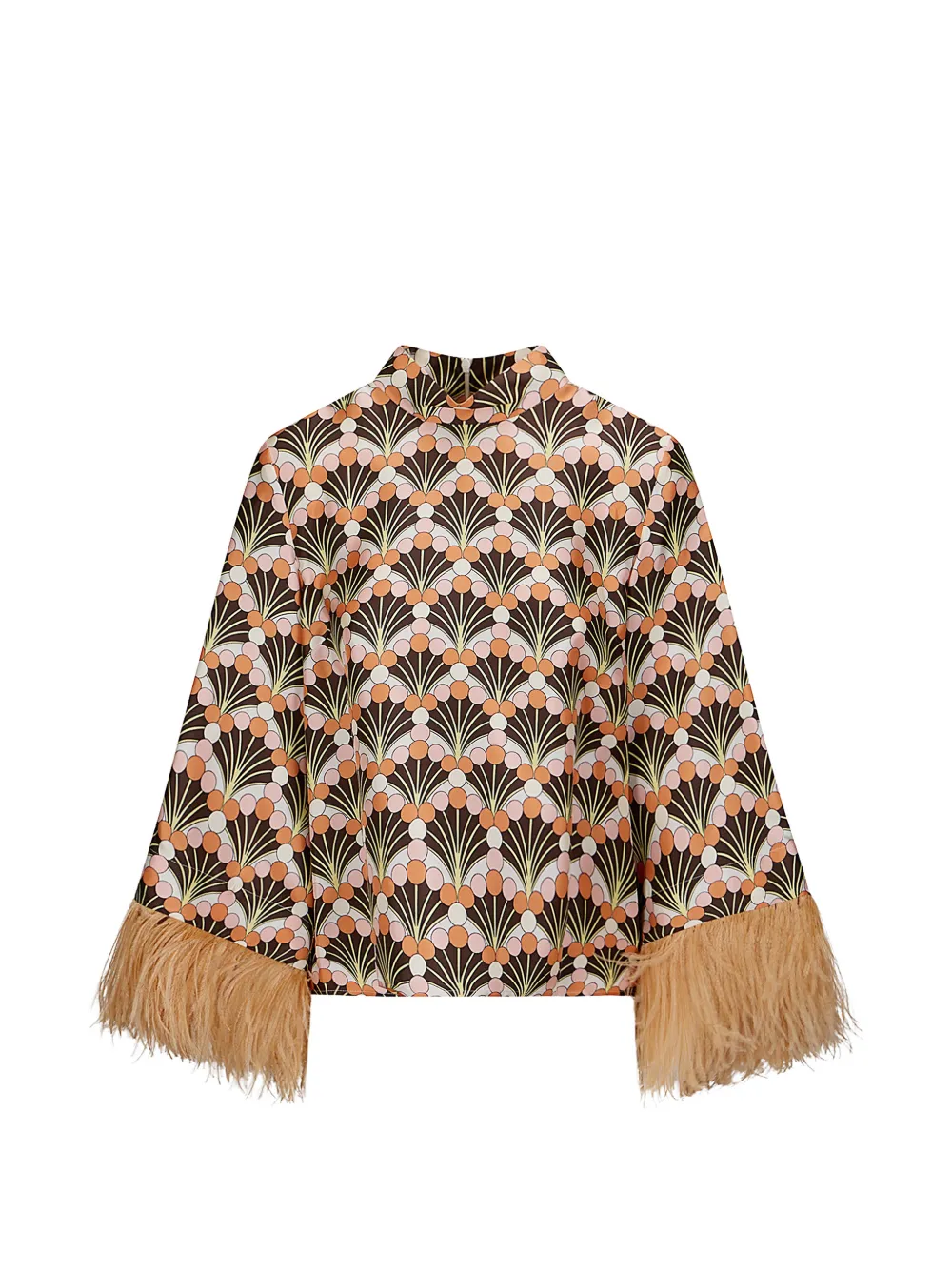 La DoubleJ Make An Exit feather-trim blouse - Marrone