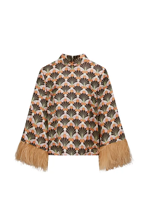 La DoubleJ Make An Exit feather-trim blouse