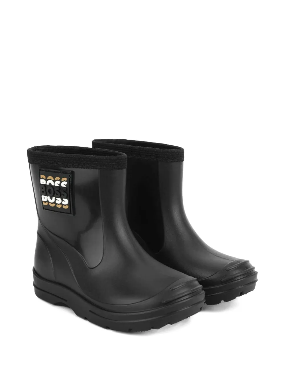 BOSS Kidswear logo-patch wellies Zwart