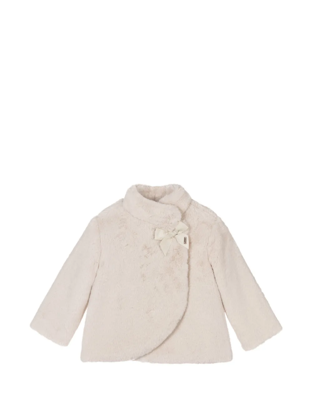 MAX MARA KIDS bow-detail faux-fur coat - Toni neutri
