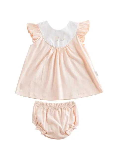 Andywawa ruffled bird-embroidered dress