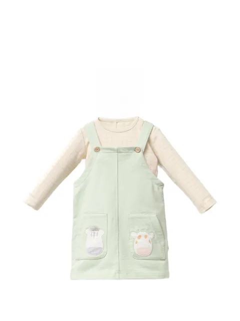 moi noi animal-patch pinafore dress