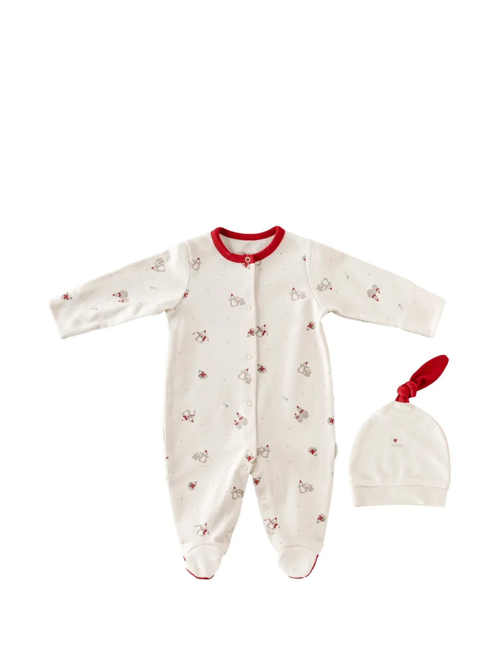 Andywawa penguin-print beanie babygrow set (set of two) - Nude