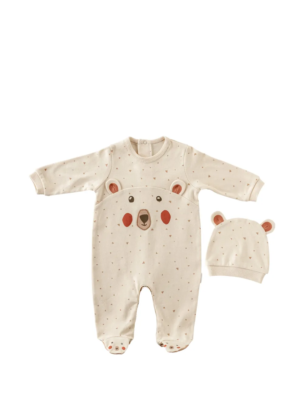 Andywawa bear-motif cotton babygrow set - Nude