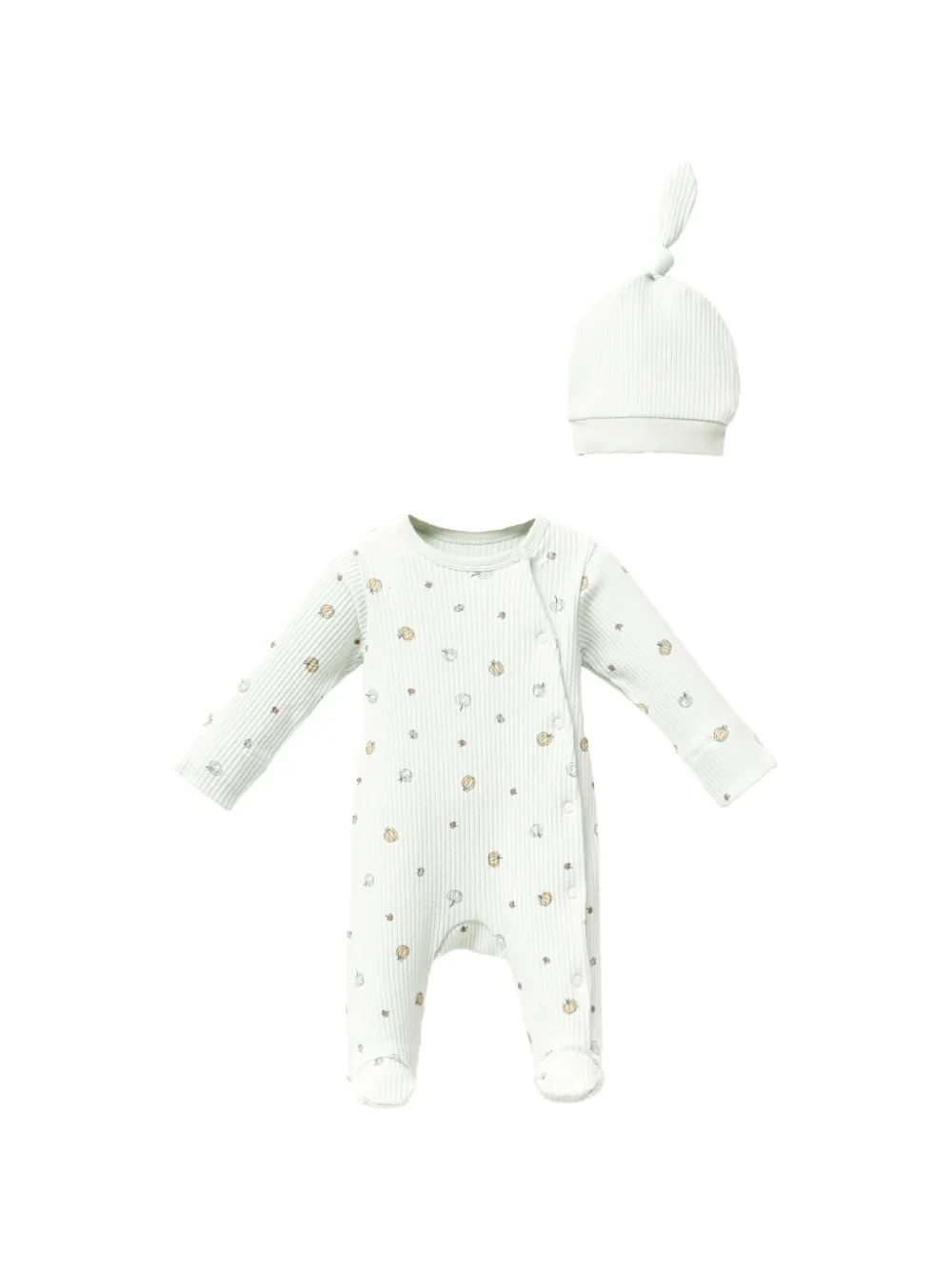 moi noi pumpkin-print ribbed babygrow set - Grün