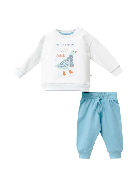 moi noi goose-graphic cotton trousers