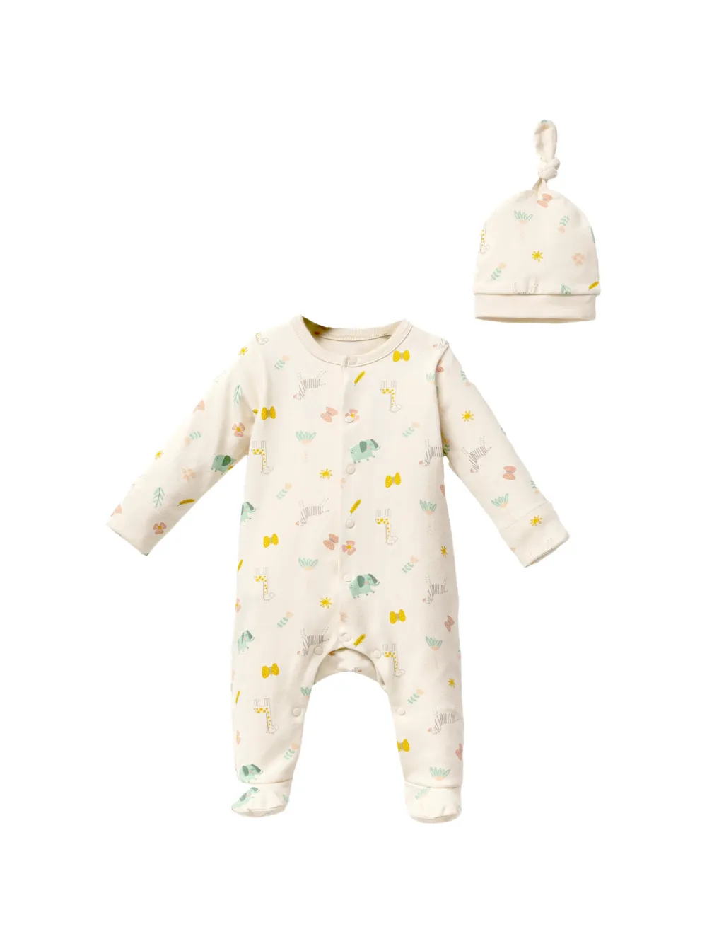 moi noi animal-print babygrow - Nude