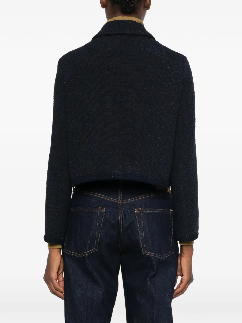 Maje Cropped blazer met dubbele rij knopen Blauw