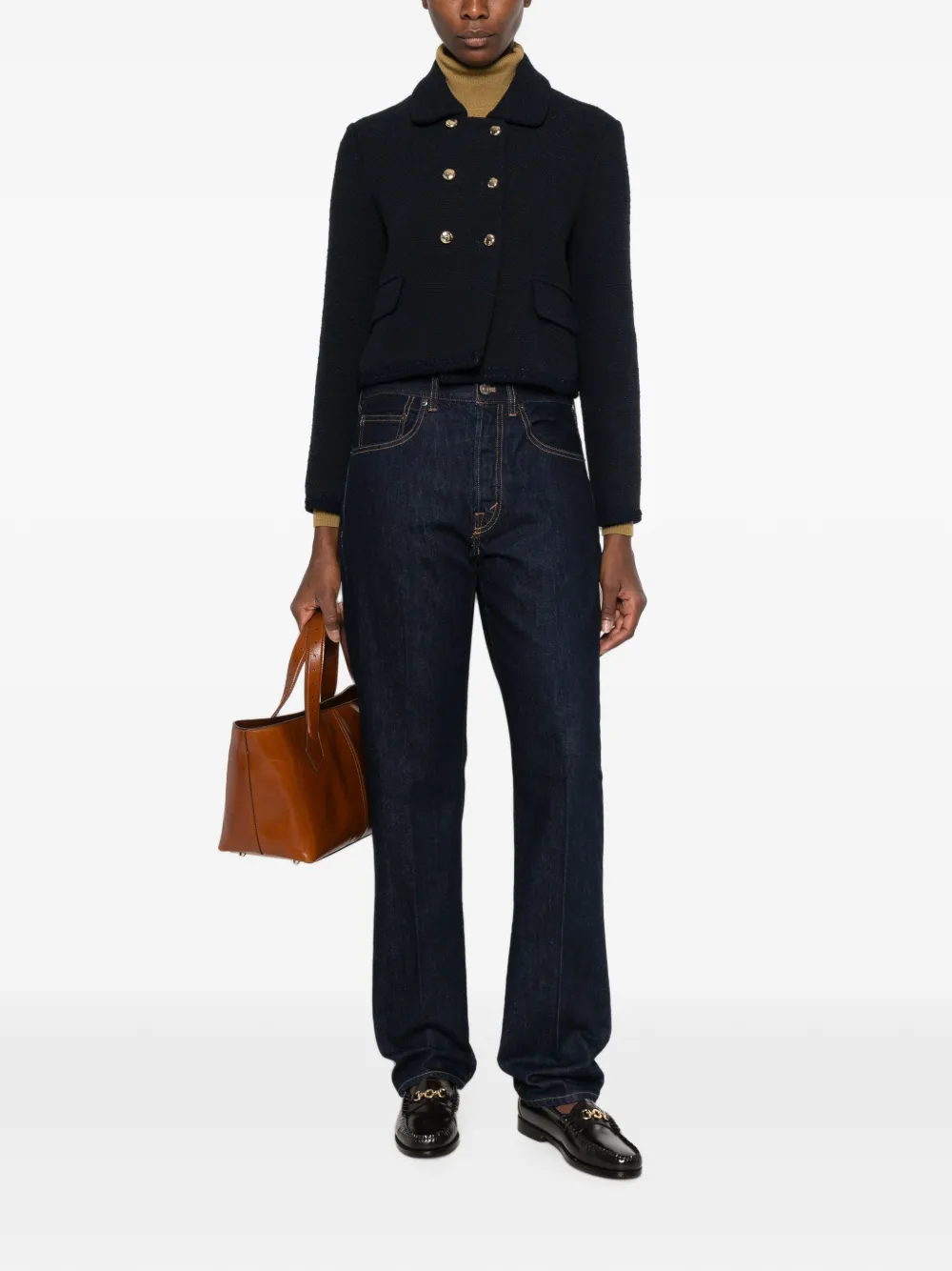 Maje Cropped blazer met dubbele rij knopen Blauw