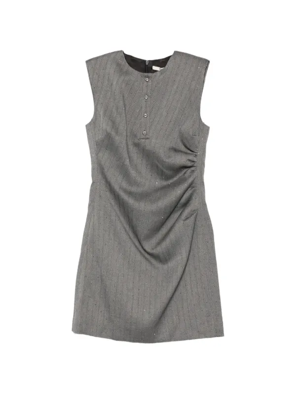 maje grey dress herringbone-pattern Sleeveless Mini | Pageant Dresses