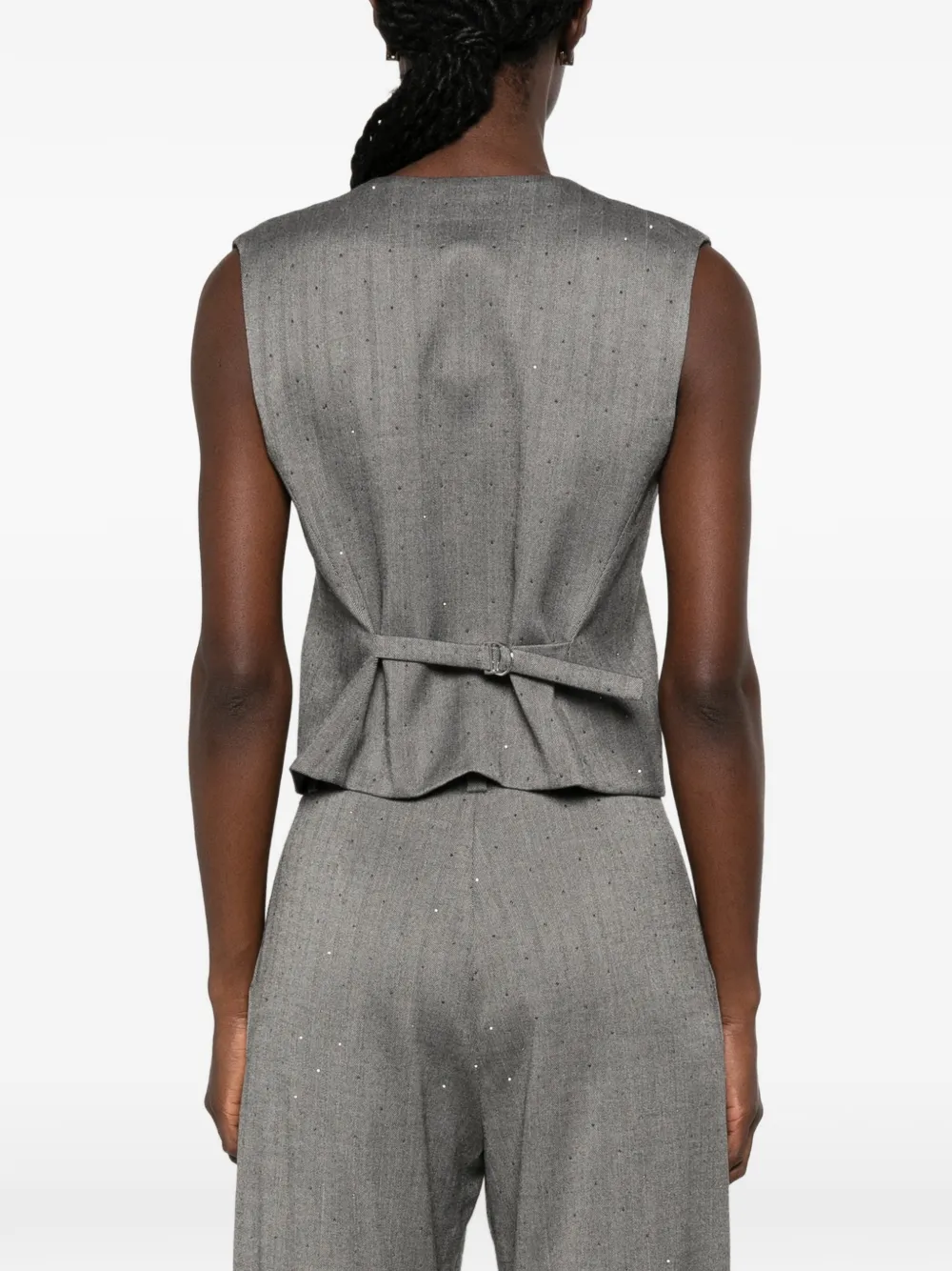 Maje Gestreept gilet met knopen Grijs