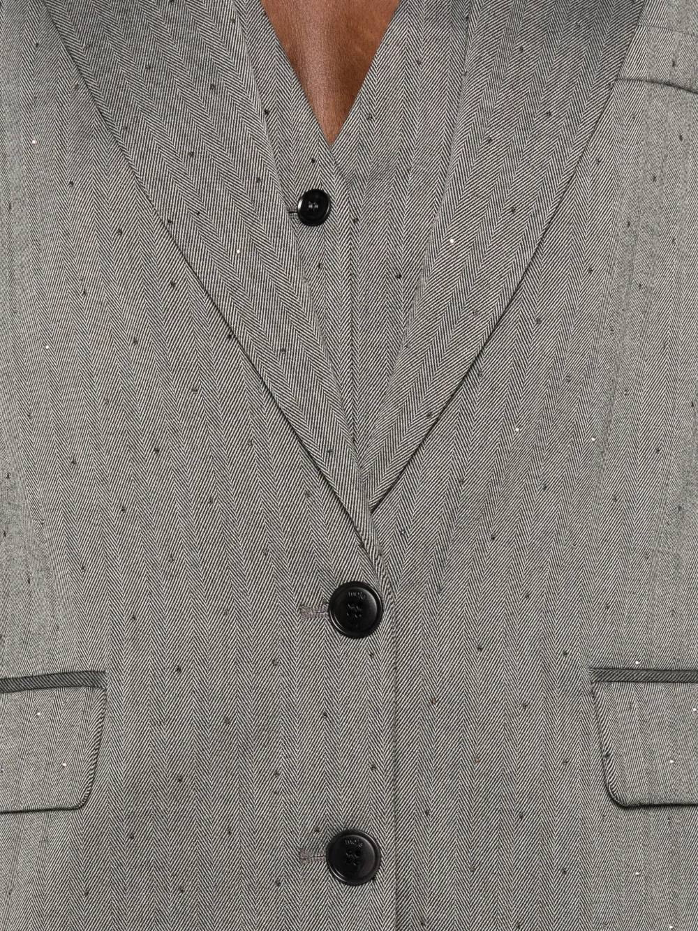 Maje Gestreepte blazer verfraaid met kristallen Grijs