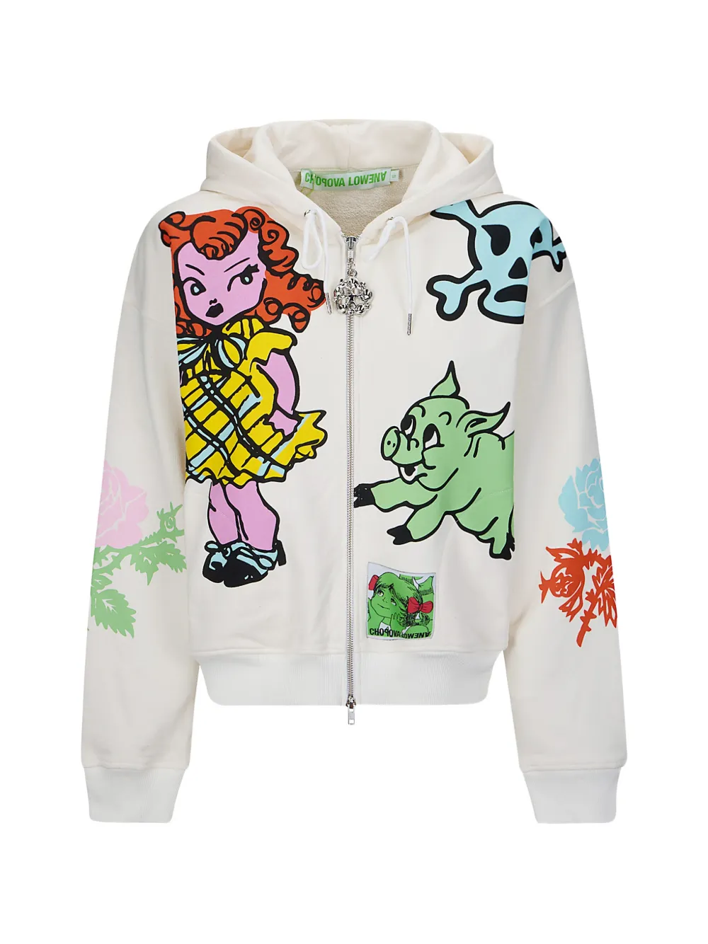 Chopova Lowena Cry Baby graphic-print hoodie - Bianco