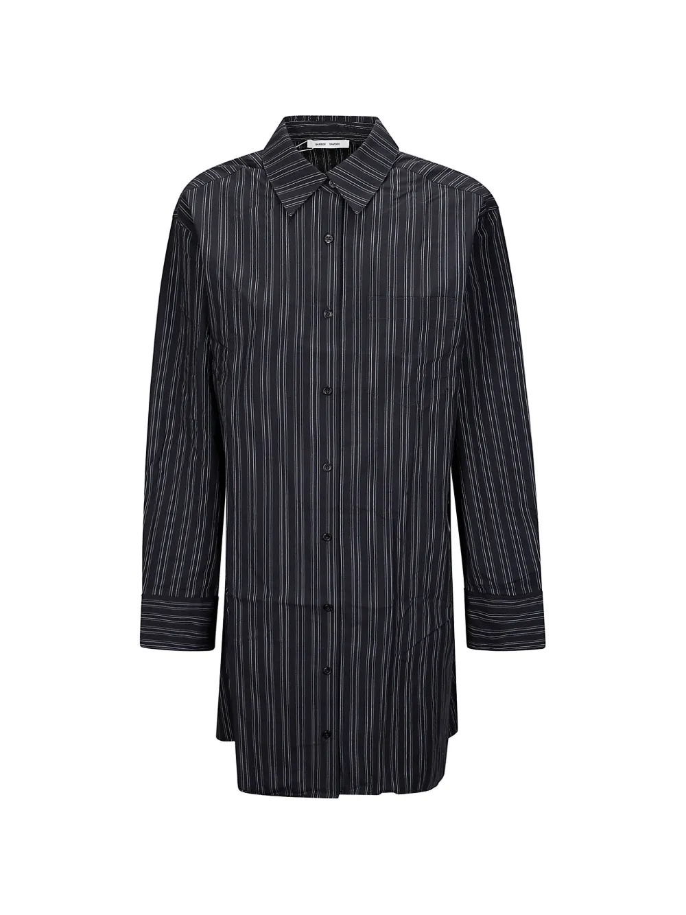SAMSOE SAMSOE striped asymmetric shirt dress - Schwarz