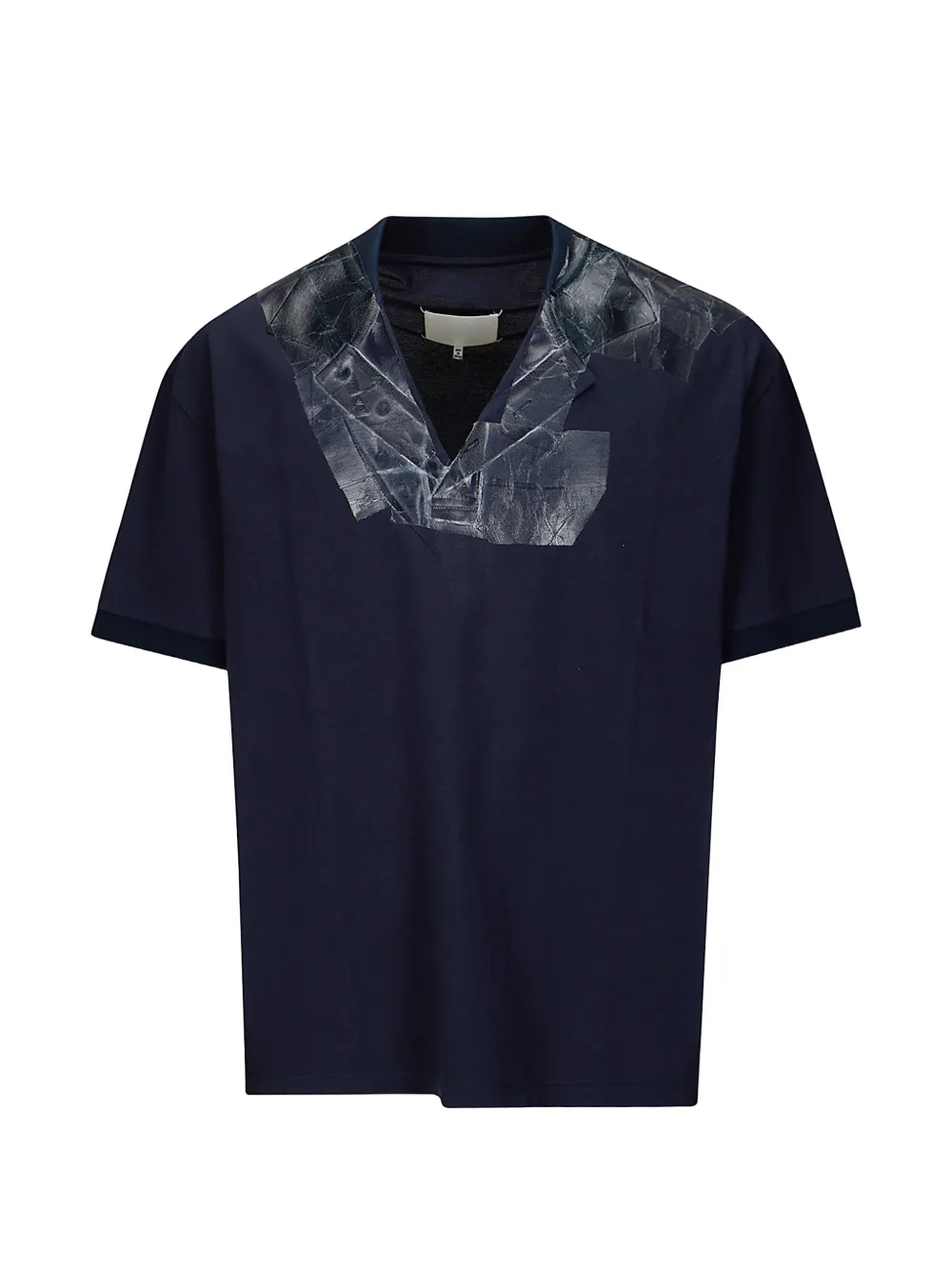Maison Margiela tape-detail V-neck polo shirt - Blau