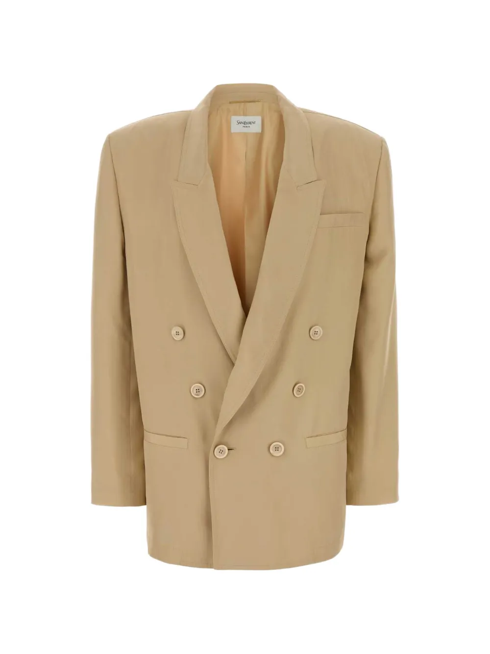 Saint Laurent double-breasted silk blazer - Neutrals