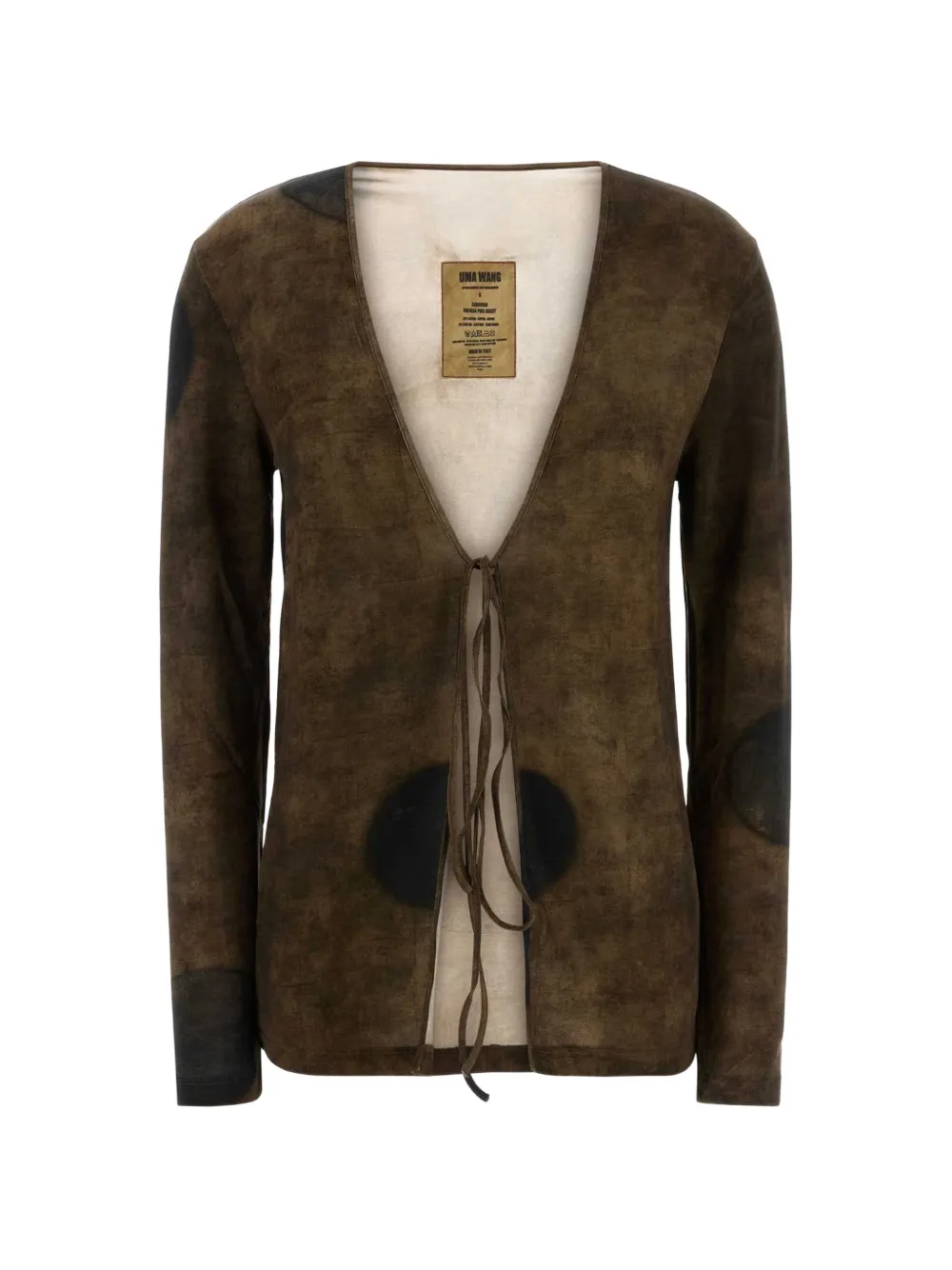 Uma Wang printed tie-fastening cardigan - Brown