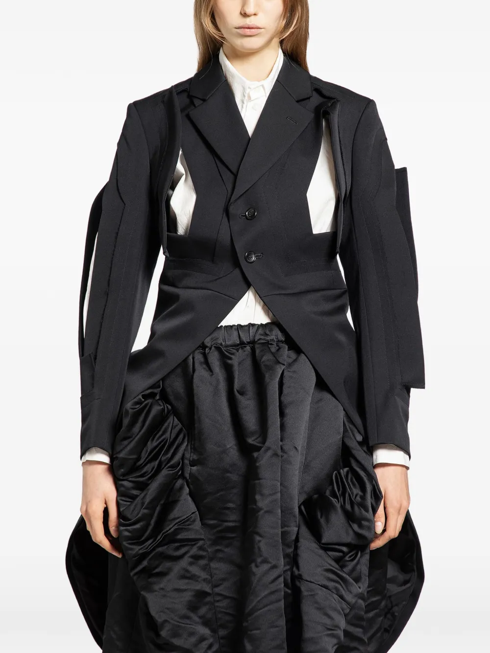 Comme Des Garçons cut-out single-breasted wool blazer - Nero