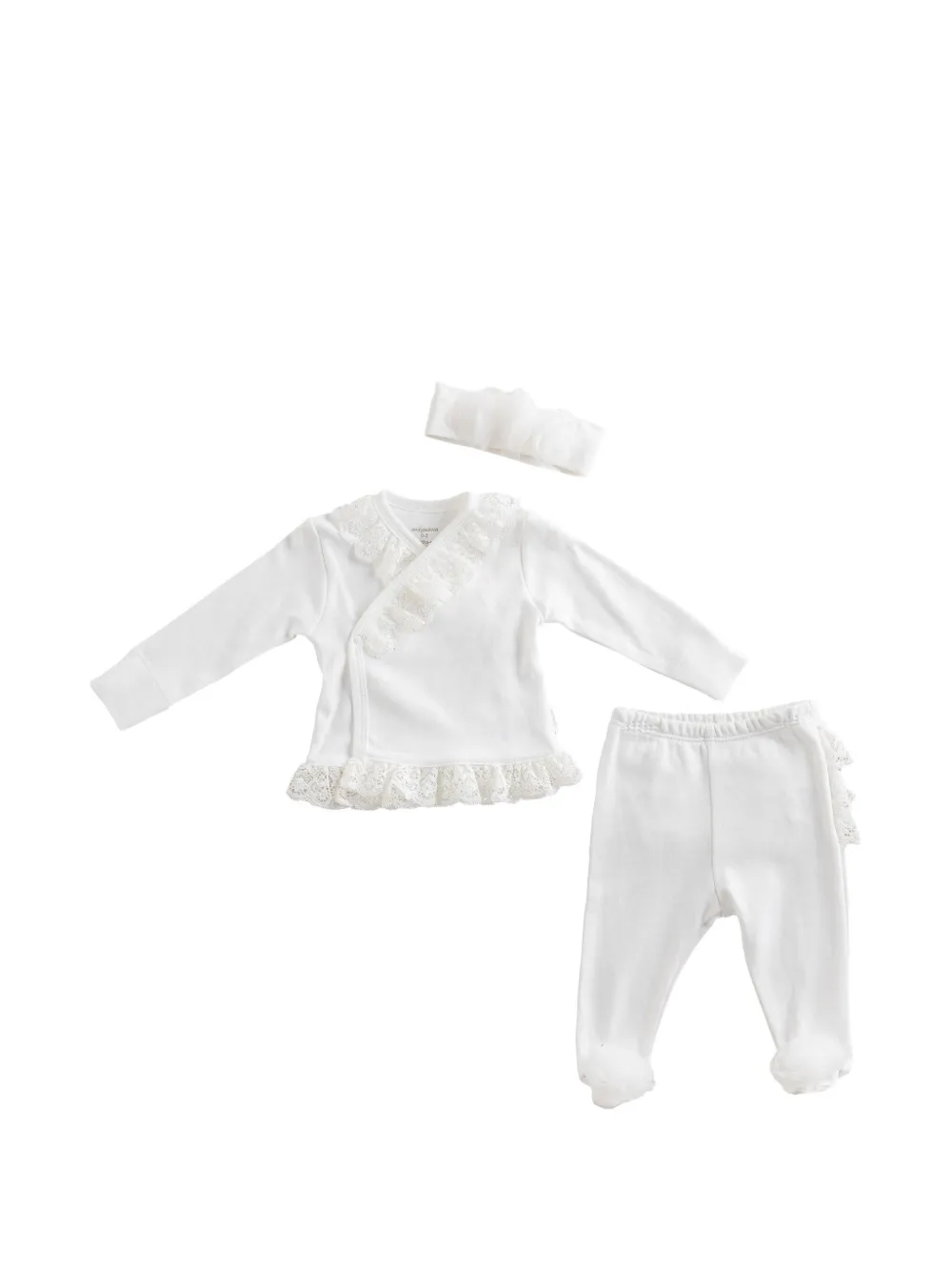 Andywawa ruffle-trimmed lace outfit (set of three) - Weiß