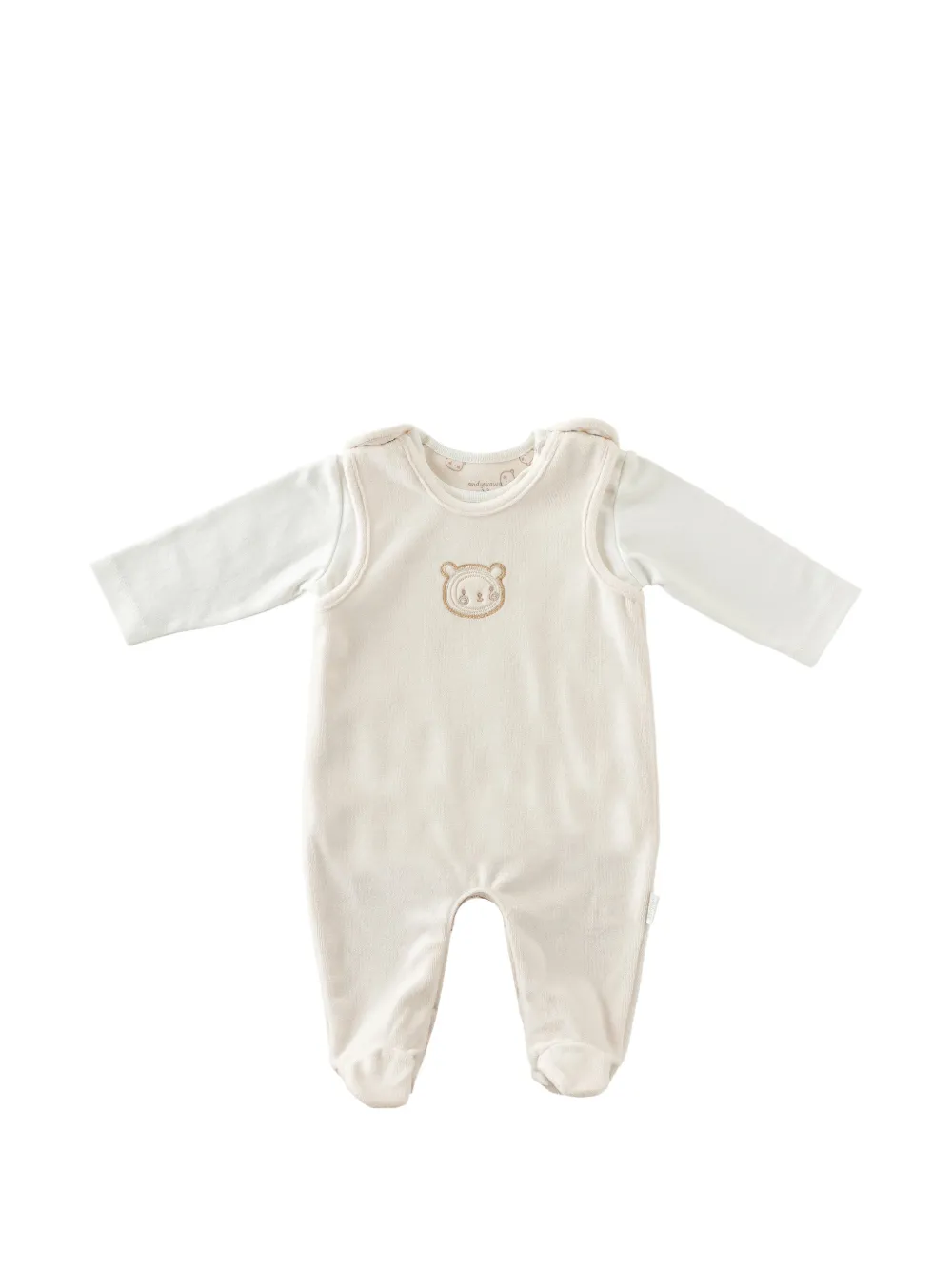 Andywawa bear-motif cotton babygrow - Weiß